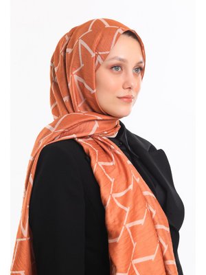 Krem V Desen Jakarlı Modal Seri Şal Askısı İle Birlikte 75x200 Cm Turuncu Krem V Desen Jakarlı Modal Seri Şal Askısı İle Birlikte 75x200 Cm Turuncu