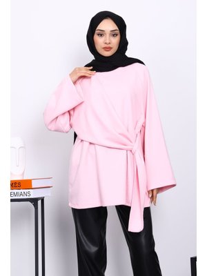 Pembe Yandan Şallı Fitilli Tunik Pembe Yandan Şallı Fitilli Tunik