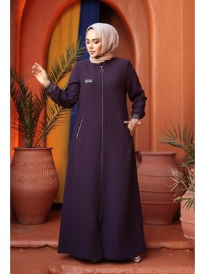 Fermuarlı Mürdüm Ferace 26371mu