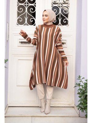 Çizgili Taba Triko Panço Tunik 56751tb Çizgili Taba Triko Panço Tunik 56751tb