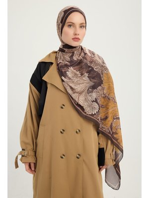 70x190 Cm Mercan Bahçesi Koyu Kahve Efilia Desenli Şal