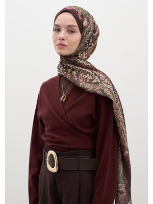 Bordo Cerıse Desen Şal Bordo Cerıse Desen Şal