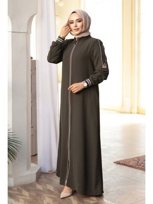 Fermuarlı Haki Ferace 26381hk