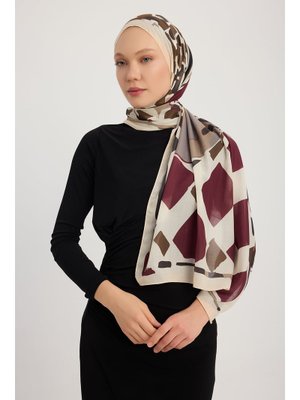 70x190 Cm Pastel Yolculuk Bordo Efilia Desenli Şal