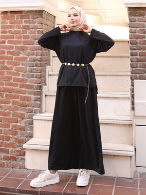 Siyah Yırtmaçlı Bluz Pantolontakım Siyah Yırtmaçlı Bluz Pantolontakım