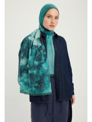 70x190 Cm Zamansız Hayal Yeşil Efilia Desenli Şal
