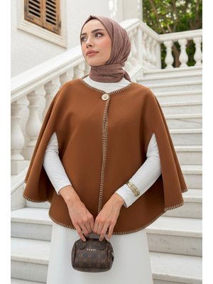 Taba Tek Düğmeli Kaşe Panço