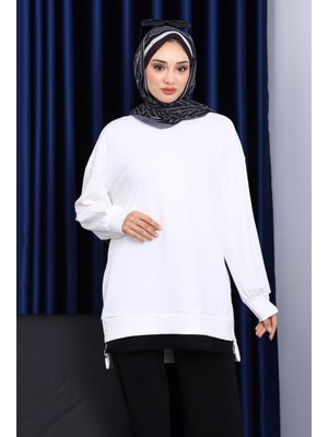 Ekru Bisiklet Yaka Yan Fermuarlı Tunik Ekru Bisiklet Yaka Yan Fermuarlı Tunik
