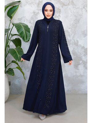 Boncuk İşlemeli Lacivert Ferace 29123l