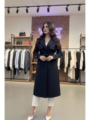 Lacivert Kruvaze Kuşaklı Trençkot Lacivert Kruvaze Kuşaklı Trençkot