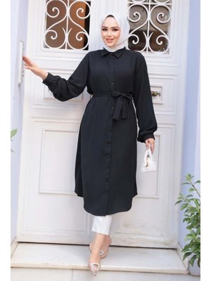 Düğmeli Siyah Tunik 32172s