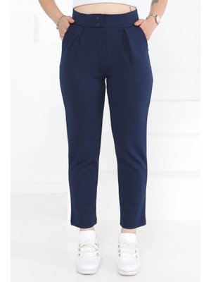 Lacivert Çift Düğmeli Spor Pantolon Lacivert Çift Düğmeli Spor Pantolon