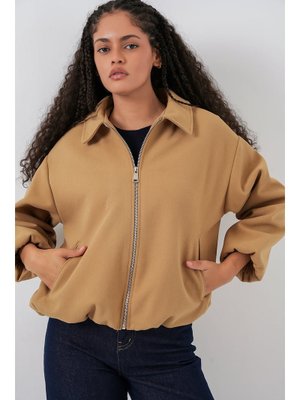 Hardal Büzgülü Oversize Kaşe Ceket Hardal Büzgülü Oversize Kaşe Ceket
