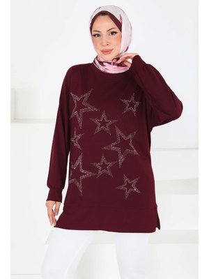 Bordo Yıldız Taş Detaylı Oysho Tunik Bordo Yıldız Taş Detaylı Oysho Tunik