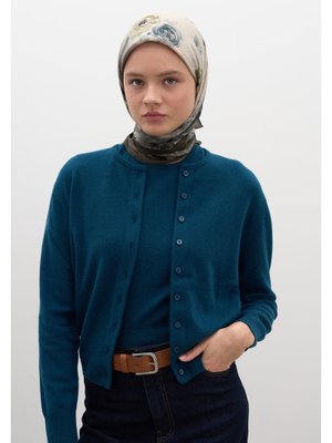 Haki Marıelle Desen Pamuklu Viskon Eşarp