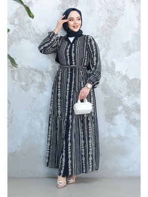 Desenli Lacivert Elbise 23921l Desenli Lacivert Elbise 23921l