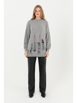 32034tun Yırtıklı Triko Tunik