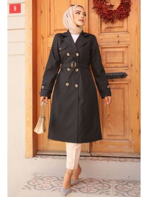 Kemerli Siyah Trençkot 60500s