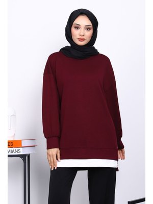 Mürdüm Bisiklet Yaka Yan Fermuarlı Tunik Mürdüm Bisiklet Yaka Yan Fermuarlı Tunik