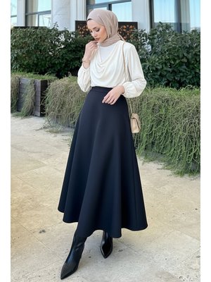 Siyah Scuba Kloş Etek Siyah Scuba Kloş Etek