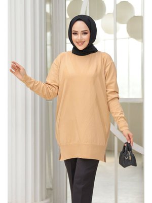 Desenli Bisküvi Triko Kazak Tunik 17211bs