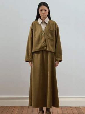 Haki Süet Kloş Etek