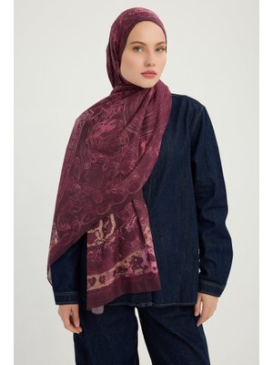 70x190 Cm Sonsuz Aşk Bordo Efilia Desenli Şal
