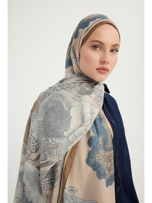 70x190 Cm Mercan Bahçesi Bej Efilia Desenli Şal