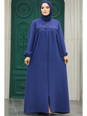 Fermuarlı İndigo Mavisi Ferace 10533ım