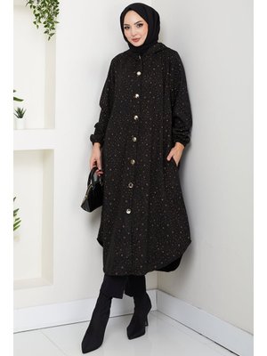 Kahve Algın Düğmeli Kaşe Kap