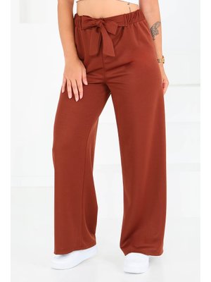 Kahve Önden Bağlamalı Pantolon