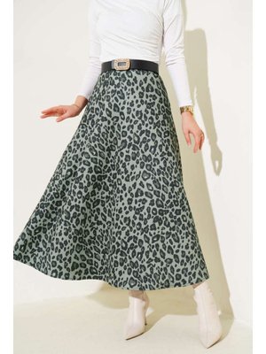 Leopar Desen Scuba Etek Çağla Yeşili Leopar Desen Scuba Etek Çağla Yeşili