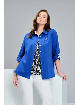 Zebra Broş Detaylı Gömlek Saks Zebra Broş Detaylı Gömlek Saks