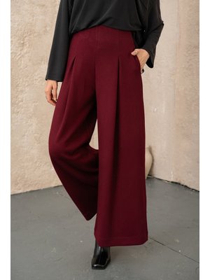 Bordo Pile Detay Pantolon
