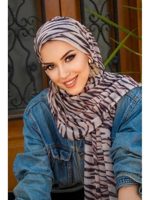 Zebra Desenli Bone Hazır Şal