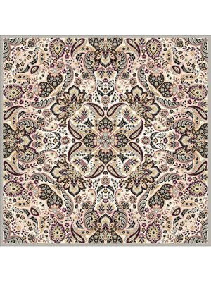 Desenli İtalyan Şifon Eşarp Askısı İle Birlikte 110x110 Cm Gül Kurusu Siyah