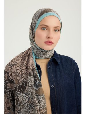 70x190 Cm Sessiz Mevsimler Mavi Efilia Desenli Şal