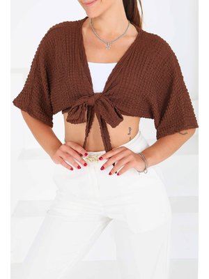 Kahve Bağlamalı Bluz