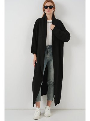 Siyah Uzun Oversize Triko Hırka Siyah Uzun Oversize Triko Hırka