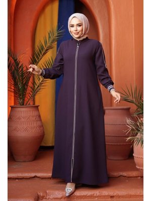 Fermuarlı Mürdüm Ferace 26381mu