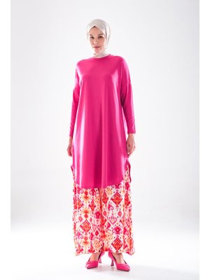 2272_ Etnik Desenli Cepli Pamuk Dokuma – Rahat Kesim Uzun Etek Pantolon