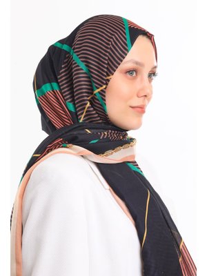 Geometrik Desen Pavia Seri Şal Askısı İle Birlikte 90x200 Cm Siyah Kahve Yeşil Geometrik Desen Pavia Seri Şal Askısı İle Birlikte 90x200 Cm Siyah Kahve Yeşil