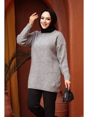 Gri Triko Kazak Tunik 7852gr