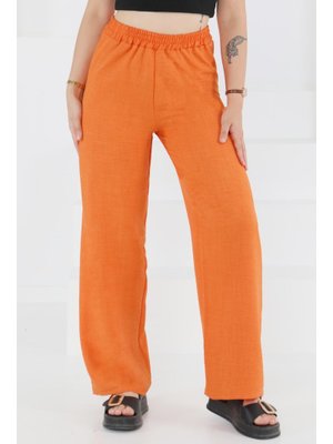 Turuncu Beli Lastikli Salaş Pantolon