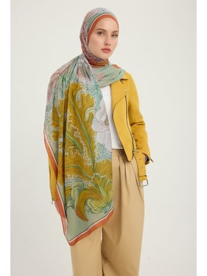 70x190 Cm Mercan Bahçesi Turuncu Efilia Desenli Şal