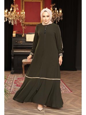 Fermuarlı Haki Ferace 26212hk