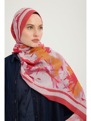70x190 Cm Özgür Fırçalar Nar Çiçeği Vierra Desenli Viskon Şal 70x190 Cm Özgür Fırçalar Nar Çiçeği Vierra Desenli Viskon Şal