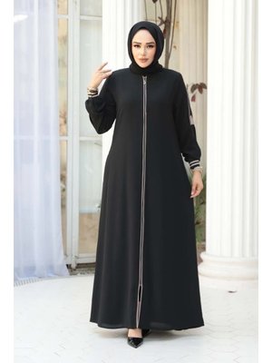 Fermuarlı Siyah Ferace 26381s