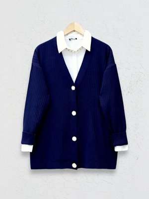 Laci Düğmeli Fitilli Triko Hırka