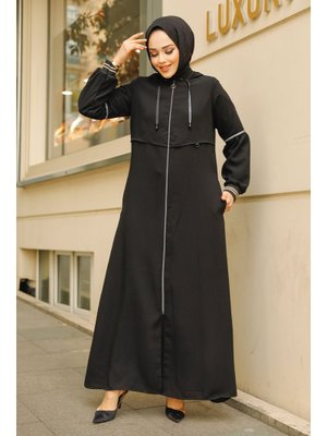 Kapüşonlu Siyah Ferace 62602s